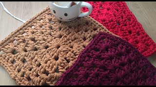 Cuadritos a crochet con Trapillo - Tapete con cuadritos - Individuales