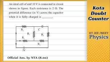 An ideal cell of emf 10 V is connected in circuit shown in figure.Each resistance is 2.The potential