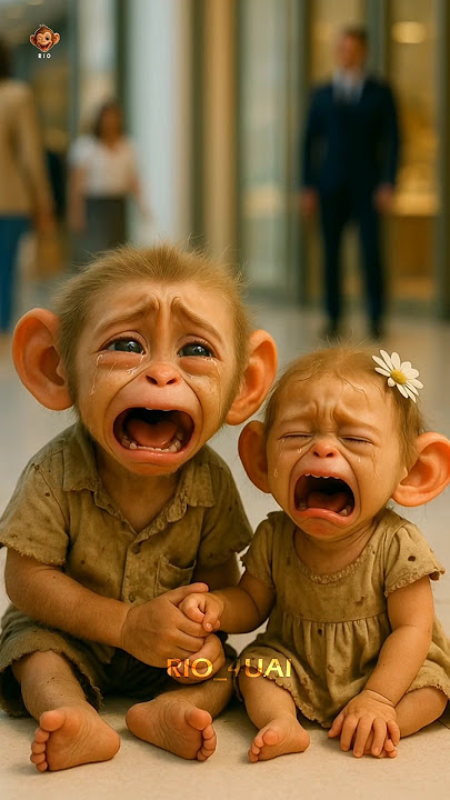 poor baby monkey rio and his sister emotional 😭 mall story ❤️