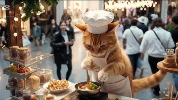 This Cat Just Opened a Restaurant in the Mall | Funny cat cooking 