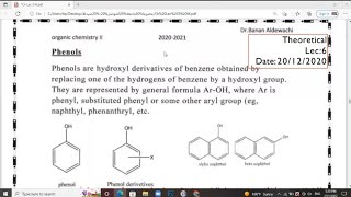 الفينولات (تحضير وتفاعل الفينولات)  Phenols // Preparation and Reactions of phenols