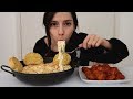 Shrimp Fettuccine Alfredo +  Boneless Buffalo Wings Mukbang