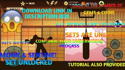 Shadow Fight 2 hacking unlimited Gems & Coins ,Monk Set & Sentinel Set