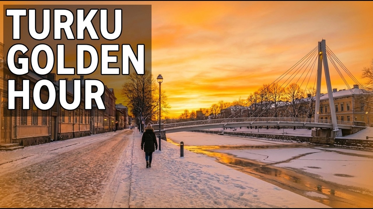 Пешеходная экскурсия по Турку Финляндия 🇫🇮 Атмосфера города в золотой час (4K)