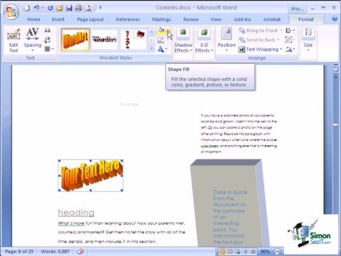 microsoft office word art