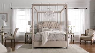 Gatlyn Tufted Linen Nailhead Canopy Bed by iNSPIRE Q Bold