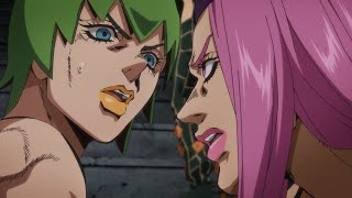 Anasui simping for Jolyne (while F.F. judges him) for almost 6 minutes