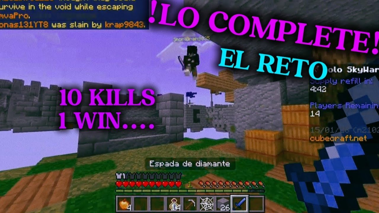 !Hoy lo logré! así complete el reto de las 10 KILLS en skywars.😎