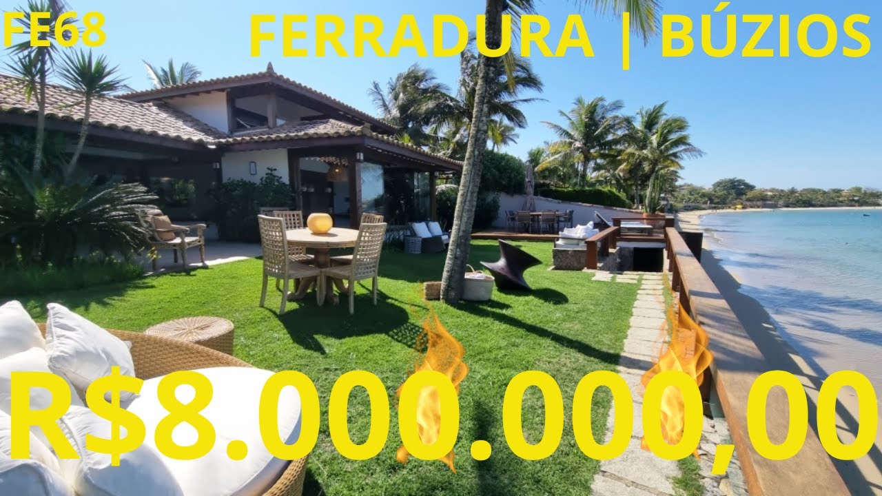 Mansão deslumbrante a VENDA , pé na areia, Búzios, Rio de Janeiro - Cód.FE68