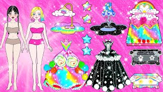 Paper Dolls Dress Up | DIY Wednesday vs Enid Barbie Roommate Decor &amp; Dress Up | Barbie Doll Story