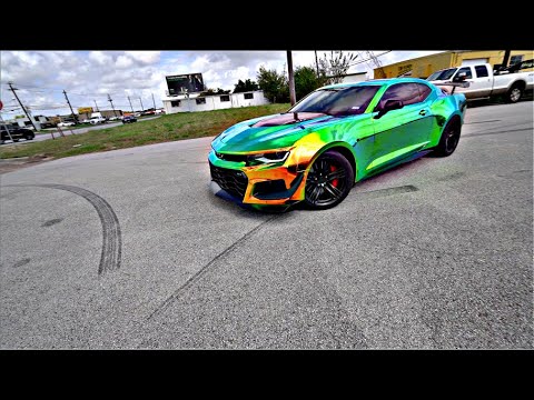 Crazy Color Shifting Chrome Wrap On A Camaro ZL1 + Chevy Camaro ...