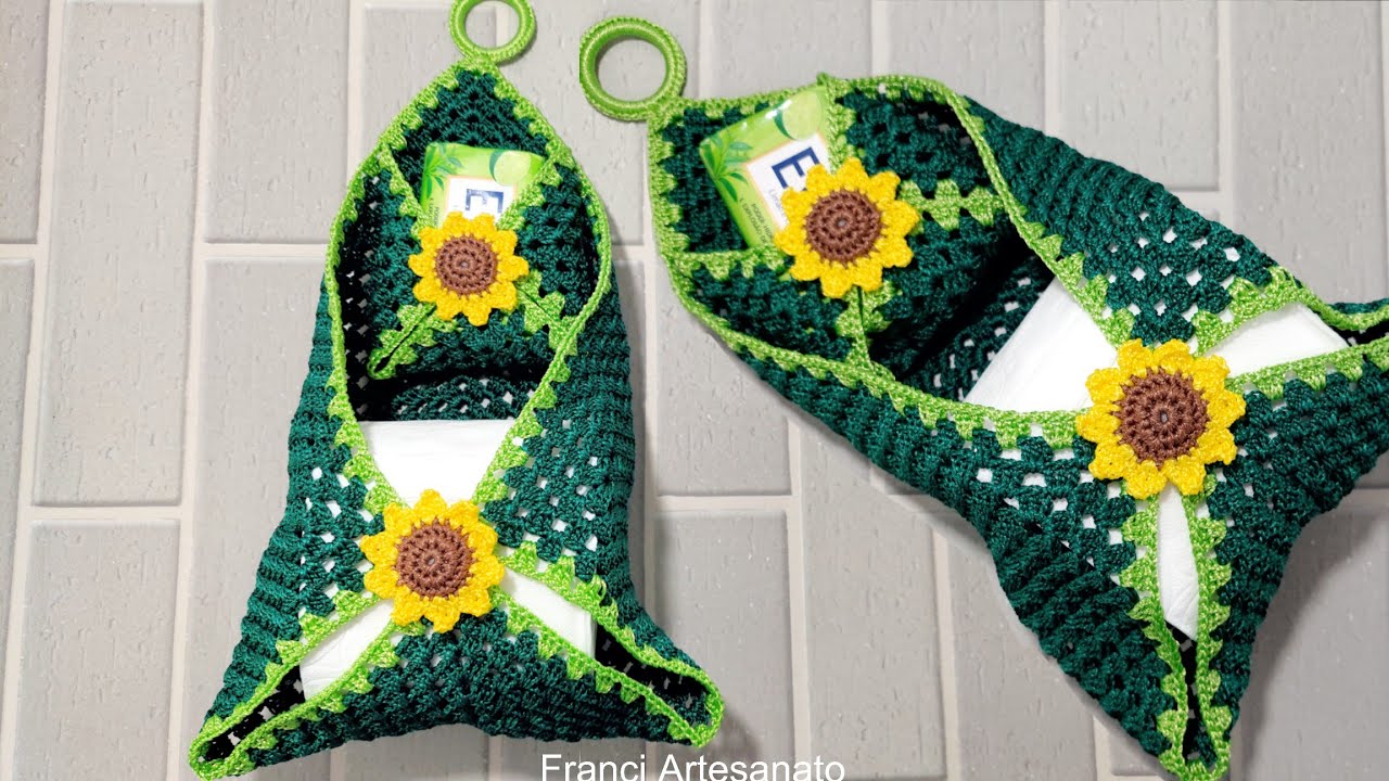 PORTA PAPEL HIGIÊNICO FEITO COM UM QUADRADO DE CROCHÊ,  ATÉ INICIANTES VÃO FAZER 😍