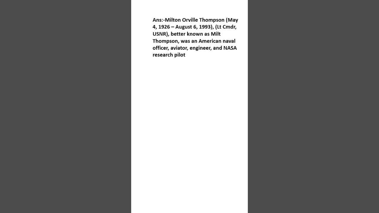 What is Milton Orville Thompson?