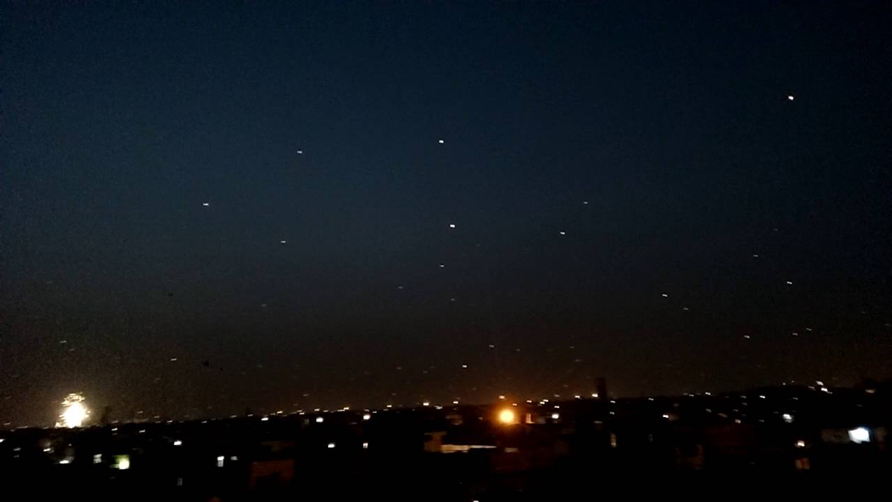 Delhi(independence day)  sky full of sky lanterns.