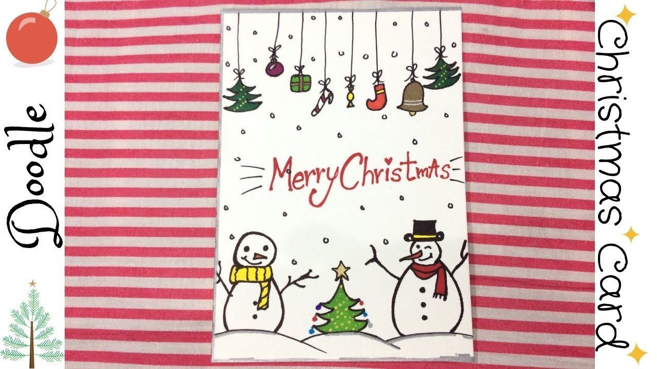 Doodle Christmas Greeting Card For Kids Doodle Art Easy To Draw For Kids Youtube