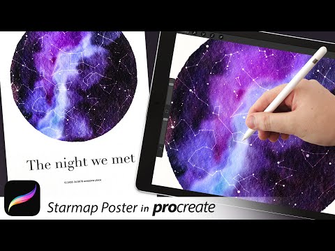 Machen Sie eine Starmap Poster in Procreate // Aquarell Nachthimmel Poster Tutorial