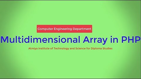 Multidimensional Array in PHP with Bhumika Zalavadia
