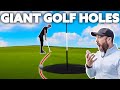 HUGE GOLF HOLES Vs Normal holes challenge! Ft CRAZY HOLE IN ONE