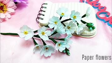 How to make forget me not flowers with paper crepe easy /DIY paper flowers/real sound