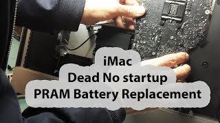 2014 iMac Chime Black screen No startup PRAM Battery replacement - YouTube