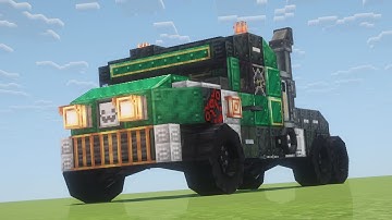Truck and Trailers in Minecraft Create Trackwork Mod.