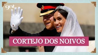 Meghan Markle e Príncipe Harry fazem cortejo de carruagem após casamento | Casamento Real