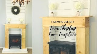 DIY FAUX FIREPLACE WITH FAUX SHIPLAP