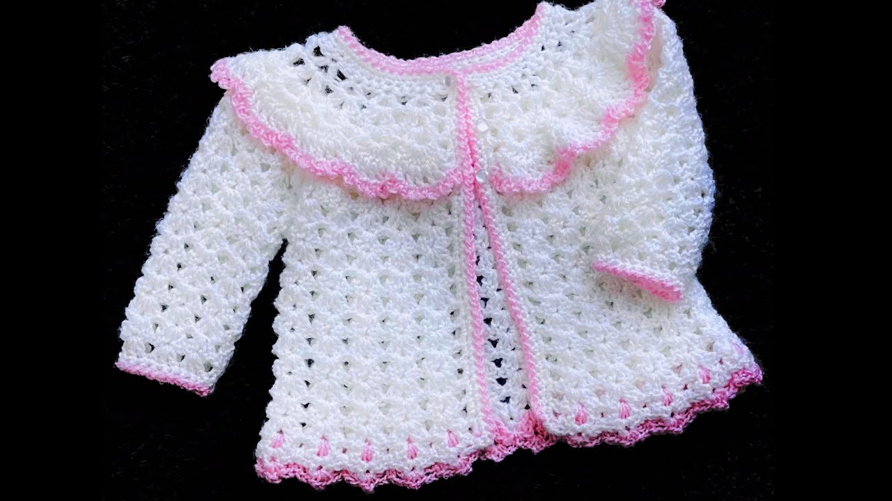 Красивый детский кардиган крючком Zahra | Простое пальто/куртка для новорождённых до 12 месяцев в...