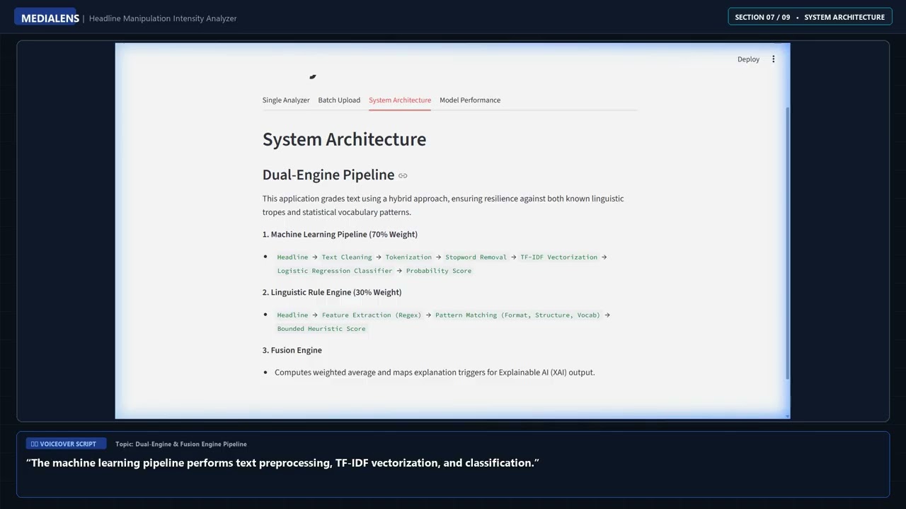 MediaLens Demo — Headline Manipulation Intensity Analyzer using Machine Learning & NLP