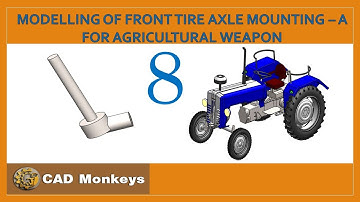 8.Modelling of Front Tire Axle Mounting -A  for Agricultural Weapon using Solidworks.🚜