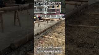 Clever Construction Workers Use Simple Leverage Principles To Move Heavy Poles