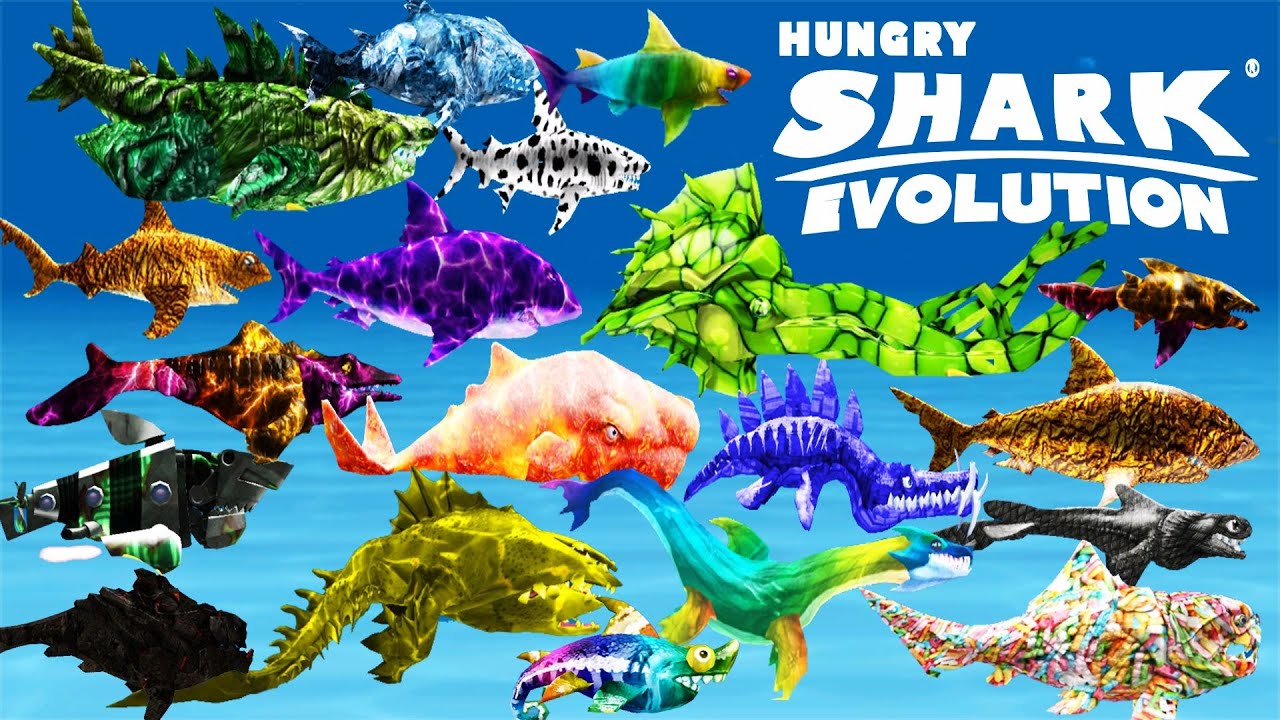 Hungry Shark Evolution - New Skins For All Sharks - ALL 23 SHARKS ...