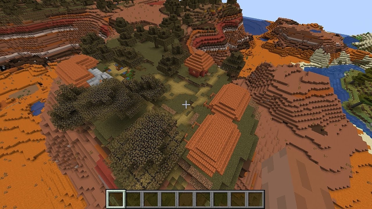 Minecraft 9.94 Seed 960: Mesa surrounded by villages and temples Minecraft 9.94 Seed 960: Mesa surrounded by villages and temples