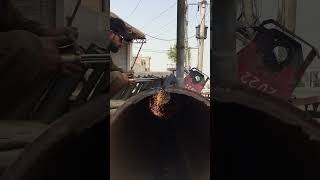 Pipe Cutting Skills 🔥 | Perfect Gas Cutting Process | Heavy Metal Work Shorts #shorts