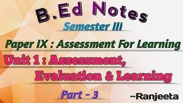 B.ed Notes in English | SemesterIII | Paper IX | Assessment for Learning | Kolhan University |part 3