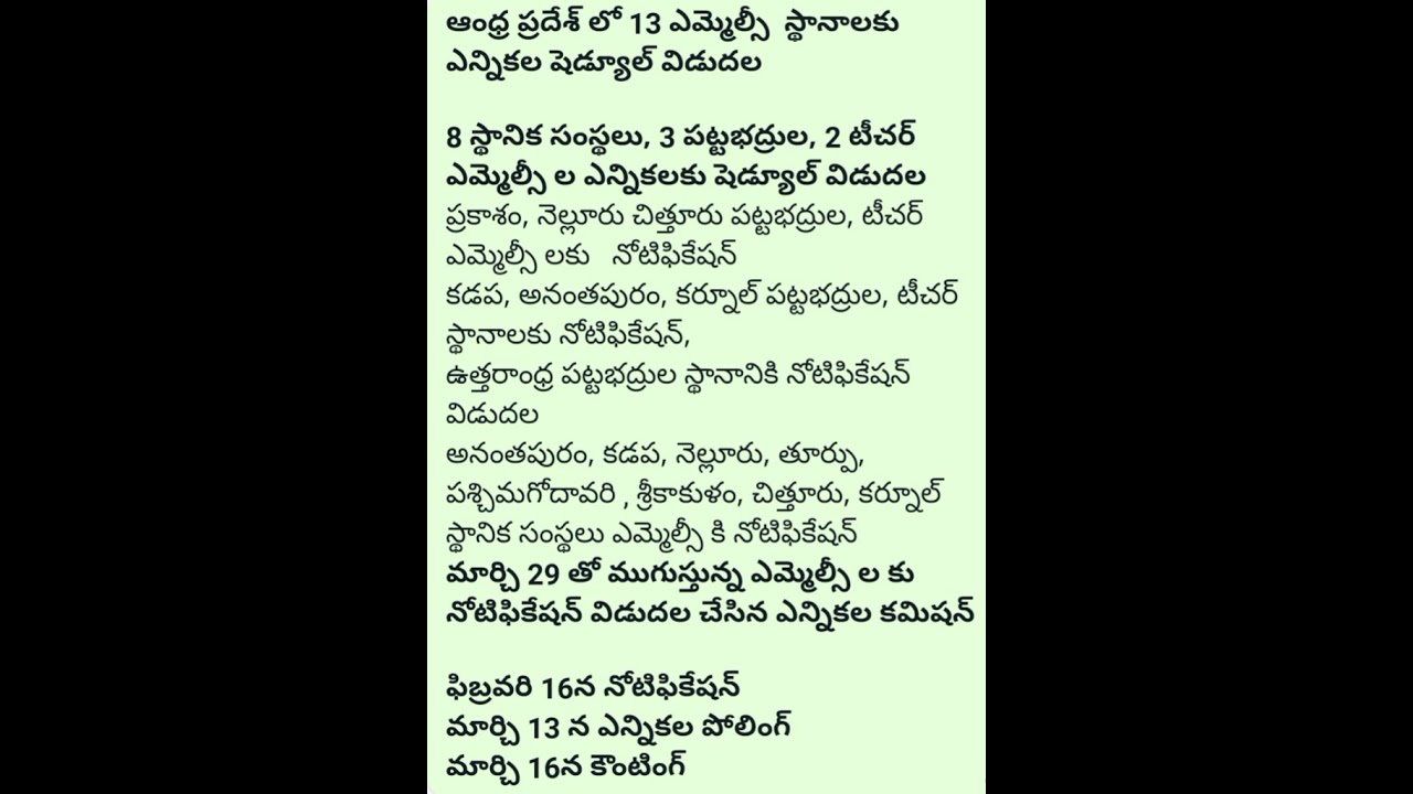 Notification released for MLC  in Andhra Pradesh, 