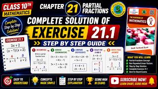 How To Solve Partial Fractions Exercise 21.1 Step By Step | 10th Mathematics | 2026