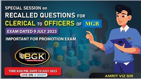 Recalled Questions of Clerical to Officers of MGB Exam dtd 09.07.2023