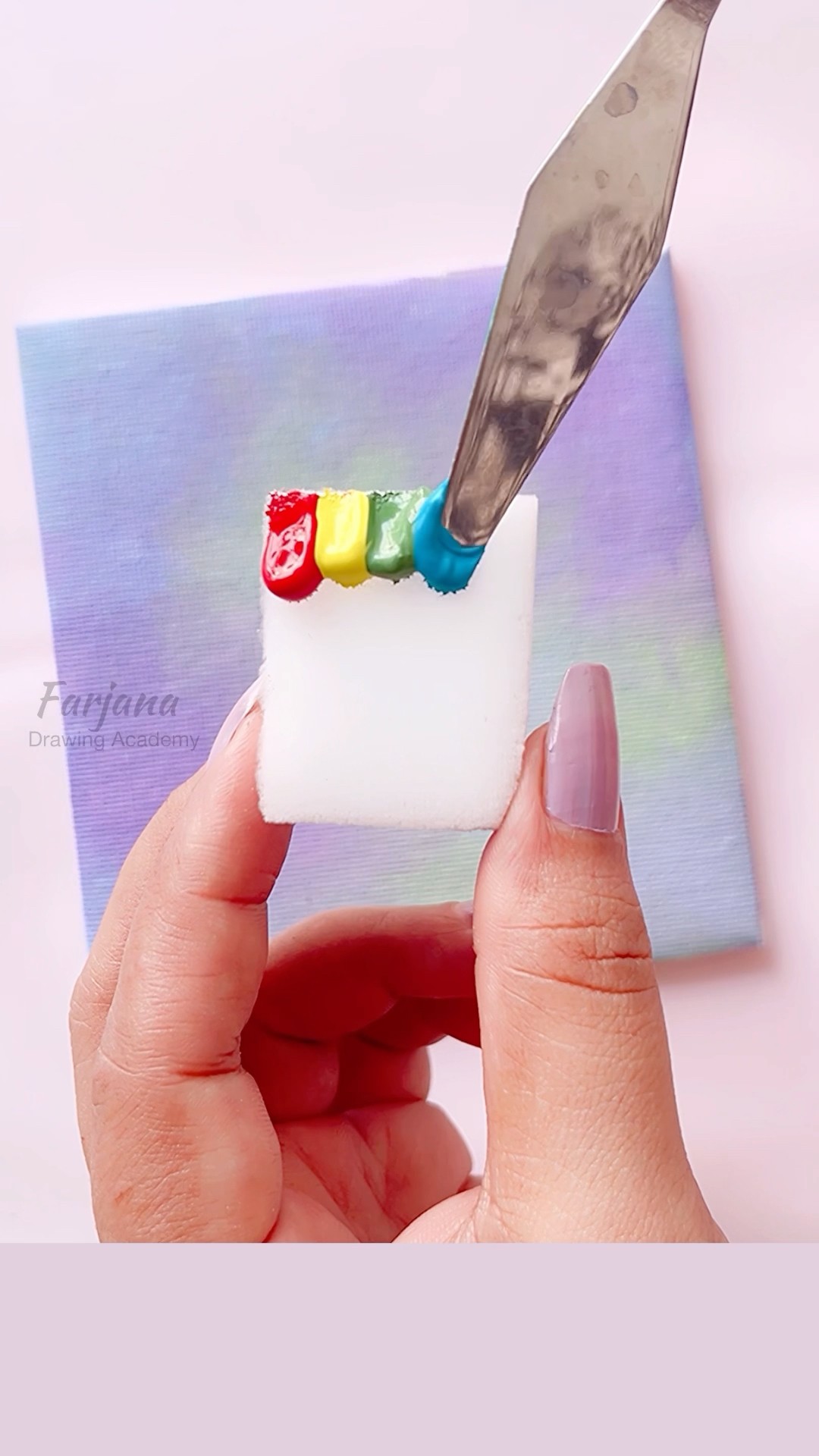 Painting hacks / Canvas Painting without paintbrush #art #painting #scenery