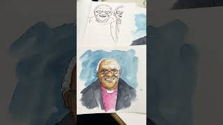 Trying to draw the late Archbishop Desmond Tutu￼