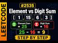 LeetCode 2535 | Difference Between Element Sum and Digit Sum Explained Step by Step (C++)