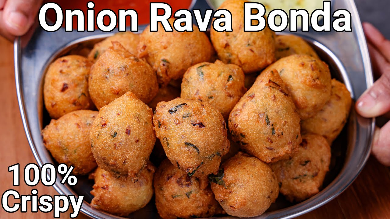 Crispy Onion Rava Bonda Recipe - Healthy Tea Time Snack | Instant Sooji Bonda | Semolina Fritters