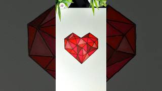 Polygon heart shape art ✨✨✨ #shorts #art #drawing #painting #polygon