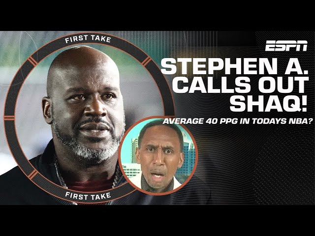 LIES! LIES! LIES! 🗣️ - Stephen A. calls out Shaq for 40 PPG comments | First Take class=