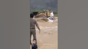 Heroic Excavator Driver Saves Lives in Dramatic Rescue #shortsfeed #flooding #rescue #youtubeshorts
