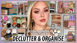 Declutter 🗑️ loads of reorganising! 😱 blush, bronzer & highlighter collection