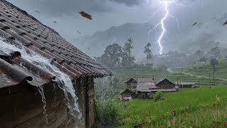 🔴LIVE Heavy rain and thunderstorms in beautiful small villages||Indonesian Village atmosphere