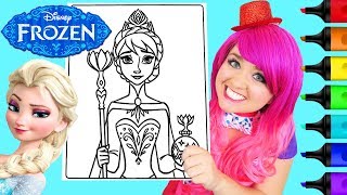 Coloring Elsa Frozen Disney Coloring Book Page Prismacolor Colored Paint Markers | KiMMi THE CLOWN