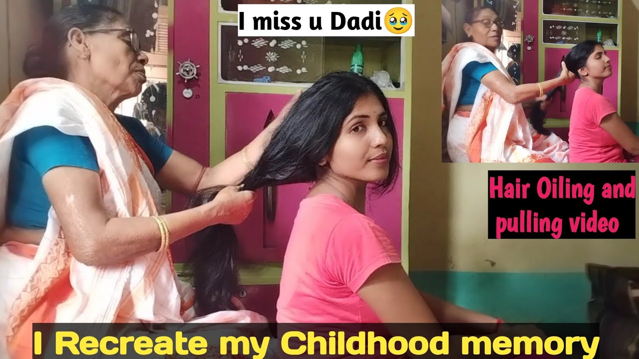 I Recreate my Childhood memory//I miss my grandmother //Heavy hair oiling  and combing by my aunty