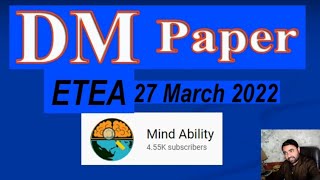 DM Drawing Master Paper ETEA | 27/03/2022 | Today Test | Solved MCQs | Mind Ability